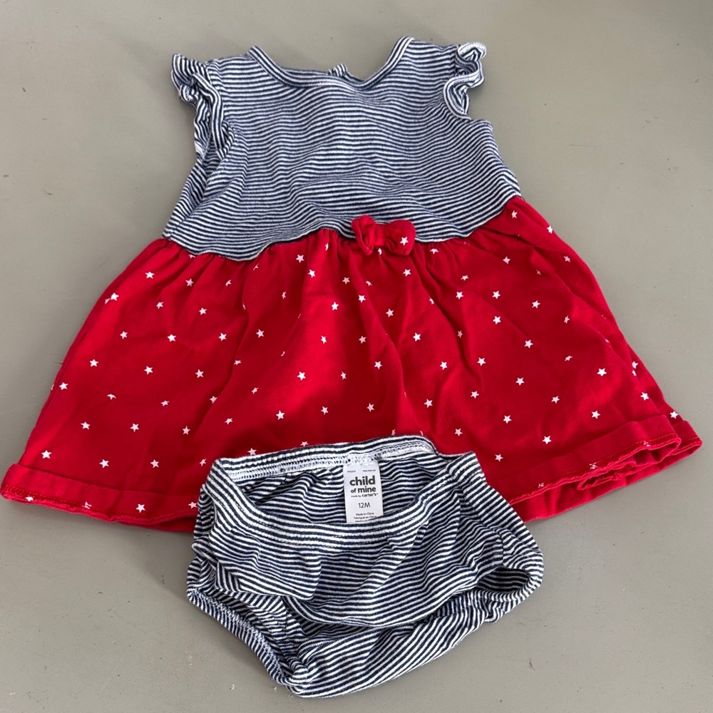 Carter's Red and Blue Striped Dress Set